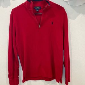 red polo sweater